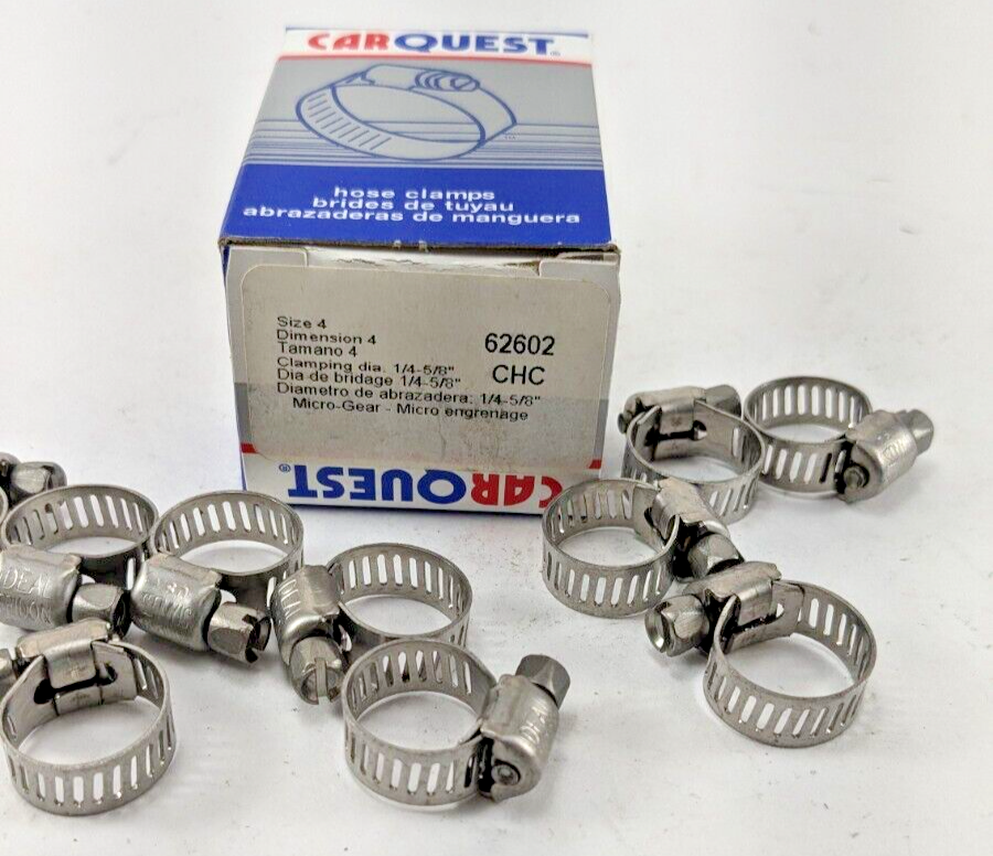 Carquest 62602 Size 4 (1/4" - 5/8" Clamping Diameter) hose clamps -- Box of 10