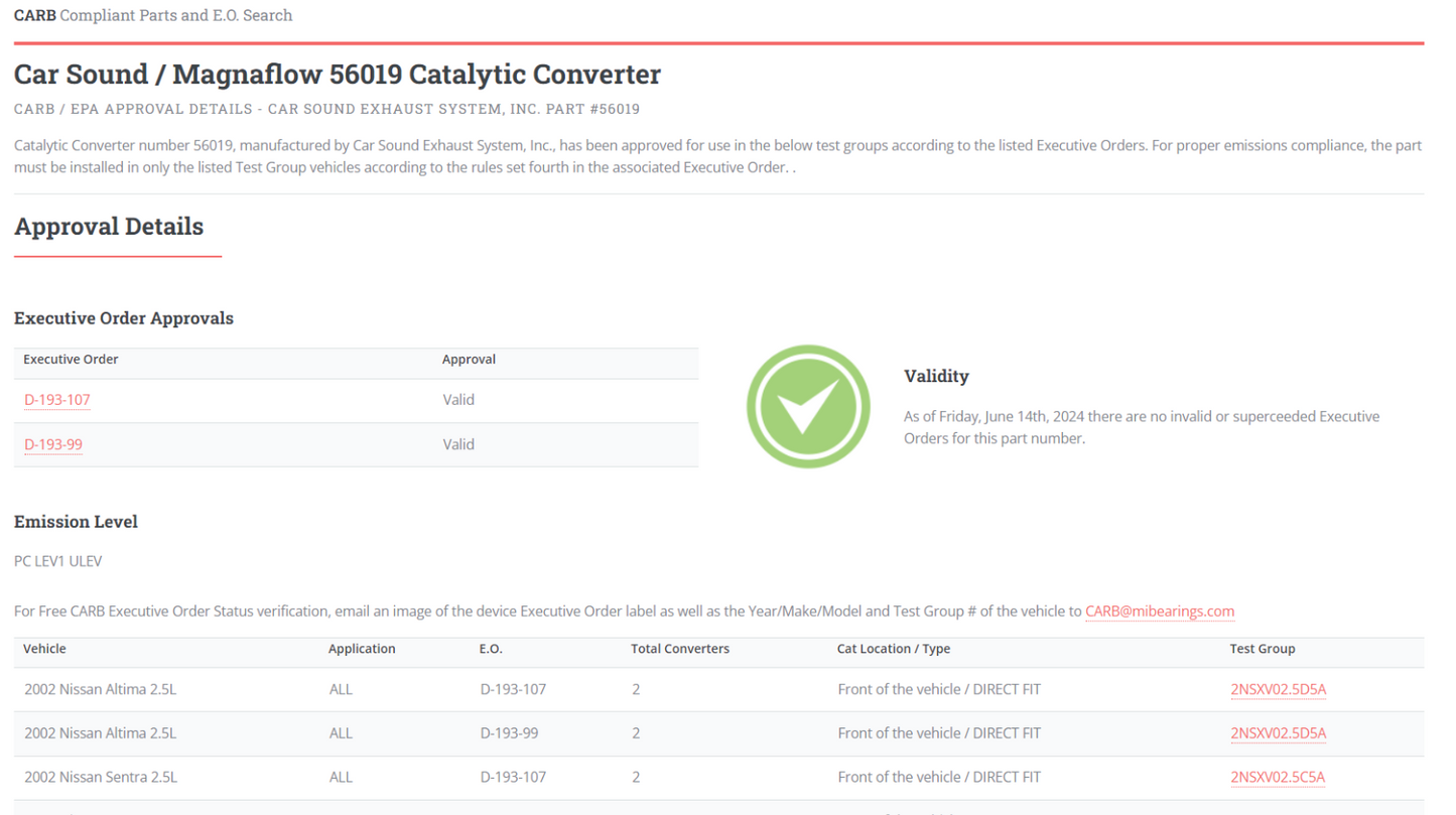 Manifold Magnaflow Cat Converter 56019 FOR 02-06 Sentra 2.5L