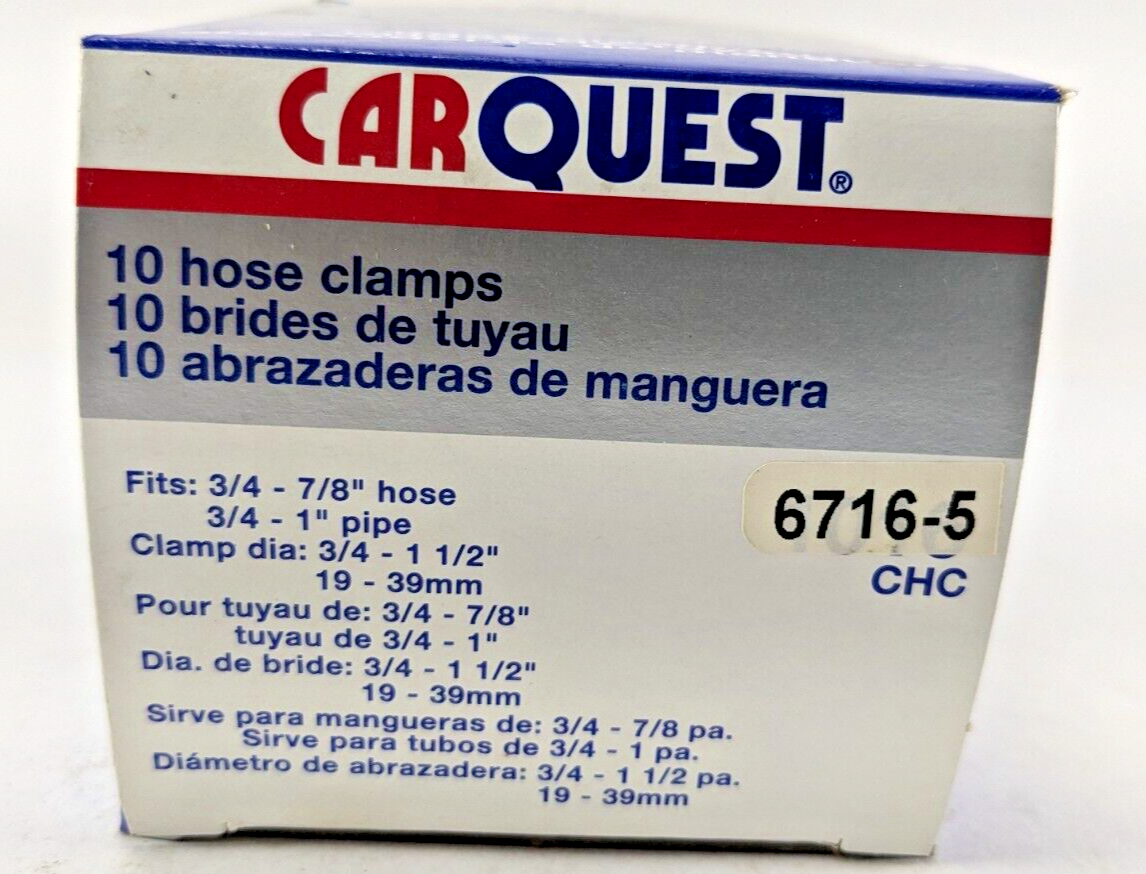 Carquest 6716-5 3/4" - 7/8" hose clamps -- Box of 10