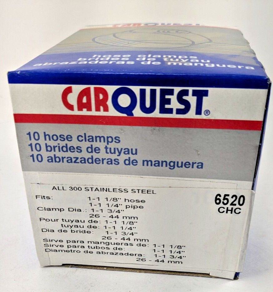 Carquest 6520 1" - 1/8" hose clamps - Stainless Steel - Box of 10