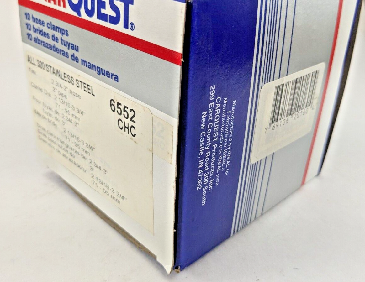 Carquest 6552 2.75" - 3" hose clamps - Stainless Steel - Box of 10