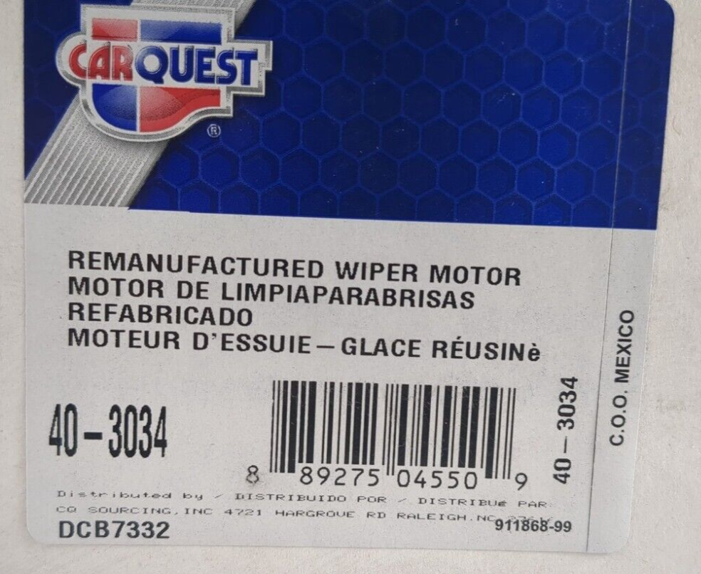 Front Windshield Wiper Motor Cardone 40-3034 Reman fits 2004-08 Pacifica