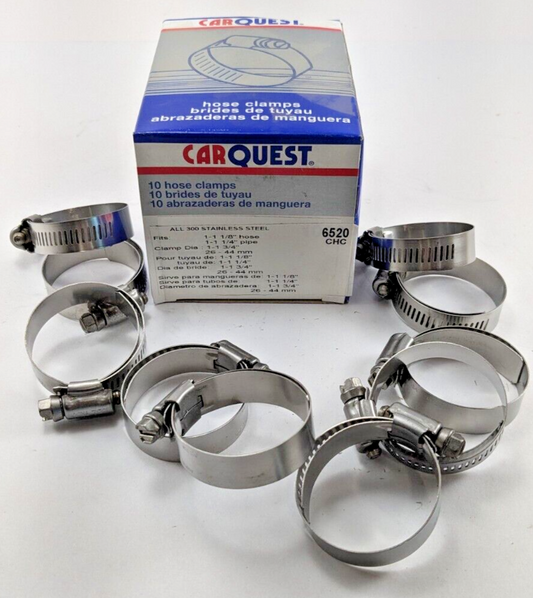 Carquest 6520 1" - 1/8" hose clamps - Stainless Steel - Box of 10