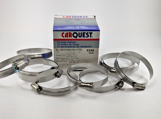 Carquest 6548 2.5" - 2.75" hose clamps - Stainless Steel - Box of 10