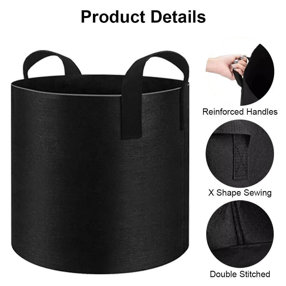 5 Pack - Grow Bags Heavy Duty Thickened Nonwoven with Double Reinforced Handles