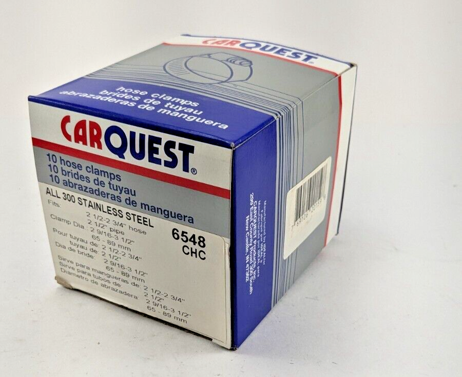 Carquest 6548 2.5" - 2.75" hose clamps - Stainless Steel - Box of 10