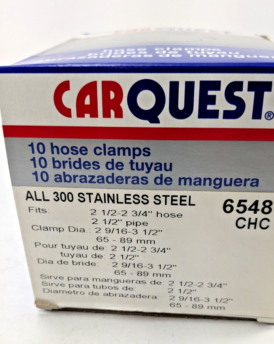 Carquest 6548 2.5" - 2.75" hose clamps - Stainless Steel - Box of 10