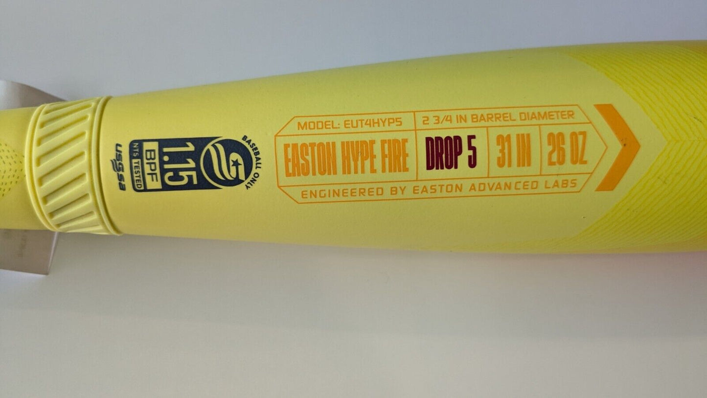 2024 Easton Hype Fire Drop 5 USSSA Bat (31 INCH /26 OZ) -Return