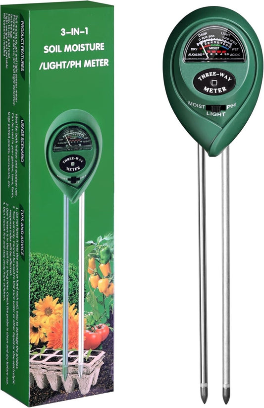 3 in 1 Soil Tester Meter for Garden Lawn Plant Pot Moisture Light Ph Sensor Tool