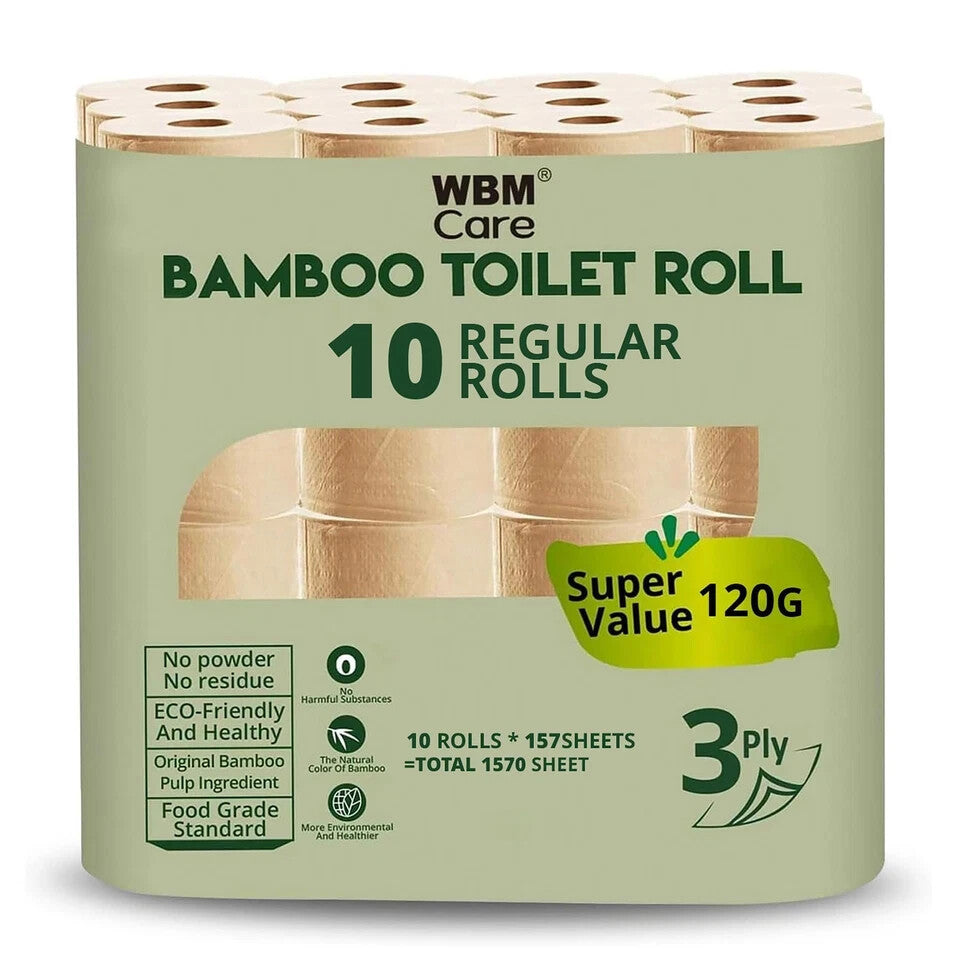 Care Natural Bamboo Toilet Paper, Unbleached, Tree-Free & Lint-Free, 3-Ply Bath Tissue