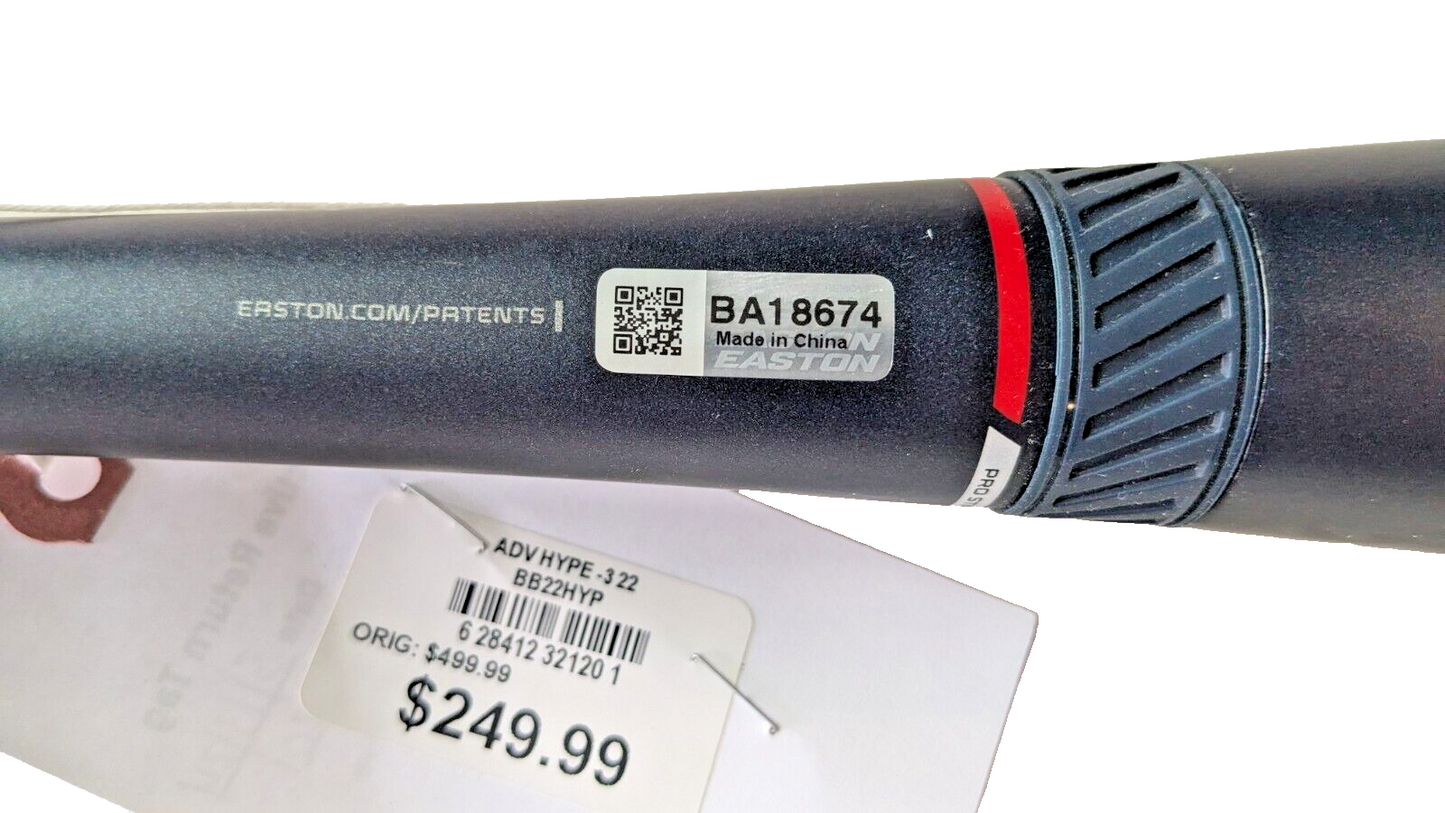 Used - 2022 Easton ADV Hype BBCOR Baseball Bat: BB22HYP Navy/Red 32/29