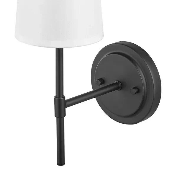 Globe Electric 51859 Clarissa Wall Sconce, Matte Black, White Fabric Shade -